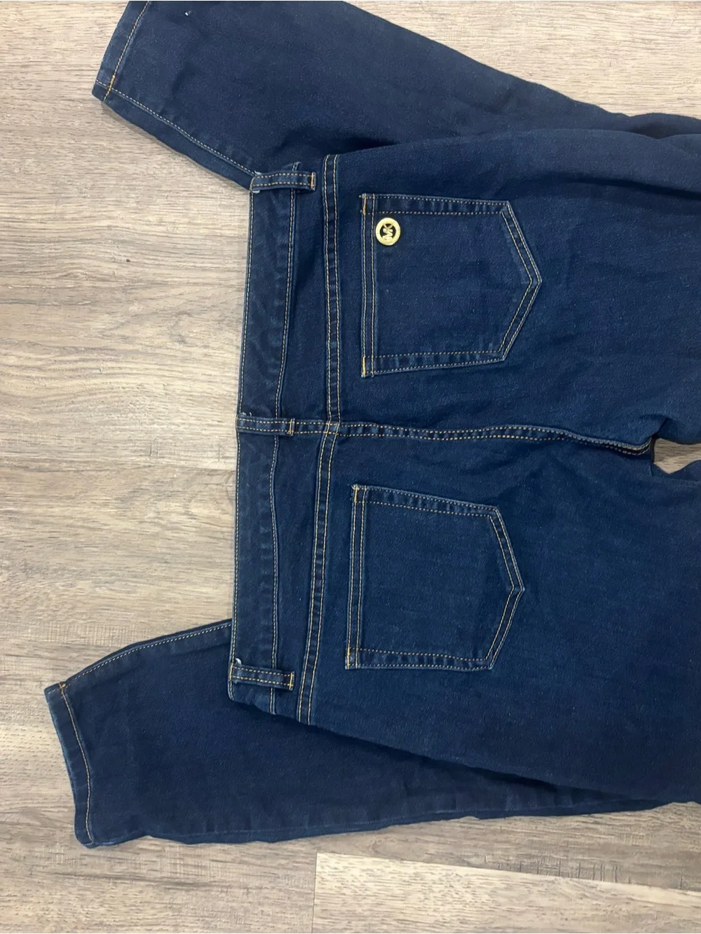 Michael Kors Dark Navy Skinny Jeans with Gold Hardware